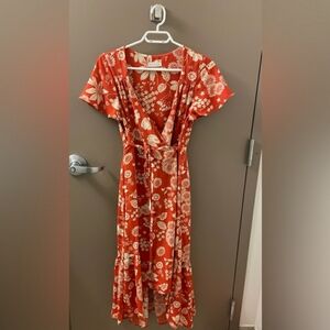 Urban Outfitters midi wrap dress flowy floral retro print